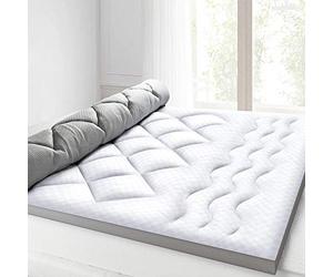 BedStory Double Bed Mattress Topper 6cm Thick, Hotel Quality Made with Soft & Breathable Polyester, Machine Washable Fluffy & Plump 135x190cm (1000 GSM Filling)