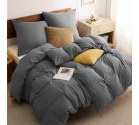 BEDSURE Bed Linen 155 x 220 cm, 3-Piece Microfibre - Anthracite, 80 x 80 cm