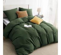 BEDSURE Bed Linen 200 x 200 cm 3-Piece Microfibre Grey Olive Green 80 x 80 cm Pillow