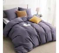 BEDSURE Bed Linen 200 x 200 cm 3-Piece Microfibre Grey Purple 80 x 80 cm Pillow