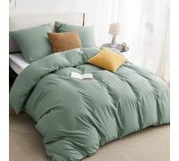 BEDSURE Bed Linen 200 x 200 cm 3-Piece Sage Green - 1 Duvet Cover 200 x 200 cm + 2 Pillowcases 80 x 80 cm, Oeko-Tex Bed Linen Sets Green Polyester Microfibre with Zip