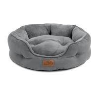 Bedsure Cat Bed for Indoor Cats - 51x48x15cm Round Washable Kitten Bed with Slip-Resistant Bottom and Reversible Cushion, Grey