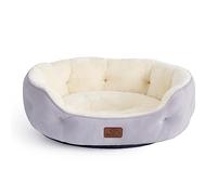 Bedsure Cat Bed for Indoor Cats - 51x48x15cm Round Washable Kitten Bed with Slip-Resistant Bottom and Reversible Cushion, Misty Lilac