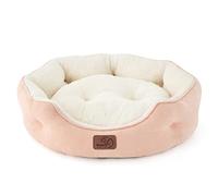 Bedsure Cat Bed for Indoor Cats Round Washable, 51x48cm | Small Cat Bed with Soft Reversible Cushion, Kitten Pet Bed with Slip-Resistant Bottom, Pink