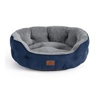 Bedsure Cat Bed for Indoor Cats Round Washable, 51x48cm | Small Cat Bed with Soft Reversible Cushion, Kitten Pet Bed with Slip-Resistant Bottom, Navy