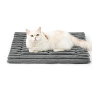 Bedsure Cat Bed Mat - Washable Fleece Warm Cat Blanket with Non skid Bottom, Small Dog Crate Mattress for Puppy, 61x46cm, Grey