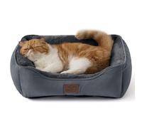 Bedsure Cat beds for Indoor Cats - 51x41 cm Washable Rectangle Small Dog Pet Bed with Anti-Slip Bottom for Kitten and Puppy, Dark Grey