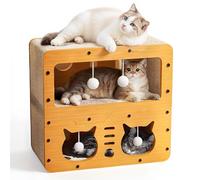 Bedsure Cat Beds for Indoor Cats - Large Cat Cave for Pet Cat House with Fluffy Ball Hanging and Scratch Pad