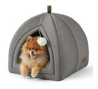 Bedsure Cat Cave Bed Igloo - Large Cat Tent Bed House with Removable Washable Cushion Pillow Foldable Portable Pet Bed,Grey, 44x44x44cm