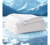 Bedsure Cooling Blanket for Night - Summer Blanket for Sleeping, Ice Breathable and Lightweight Gift for Hot Sleepers Night Sweats, Double/Twin Size, White, 150x200cm