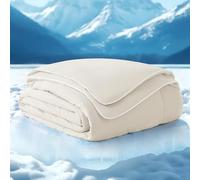 Bedsure Cooling Blanket for Night - Summer Blanket for Sleeping, Ice Breathable and Lightweight Gift for Hot Sleepers Night Sweats, Queen/King Size, Beige, 240x220cm