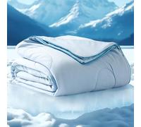 Bedsure Cooling Blanket for Night - Summer Blanket for Sleeping, Ice Breathable and Lightweight Gift for Hot Sleepers Night Sweats, Queen/King Size, Blue, 240x220cm