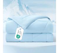 Bedsure Cooling Single Duvet for Summer - Cooling Blanket for Hot Sleepers, Lightweight Coverless Duvet with Dual-Sided Cool Tech, Soft Breathable Cold Blanket for Sleeping, Light Blue, 135x200cm