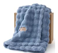Bedsure Cosy Bubble Fleece Blanket - Soft Plush Throw Blanket for Adults, Lightweight & Warm, Ashley Blue, 130x170 cm for Sofa Throw, Bed, Gift Idea