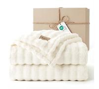 Bedsure Cosy Bubble Fleece Blanket - Soft Plush Throw Blanket for Adults, Lightweight & Warm, Off White, 270x230 cm for Sofa Throw, Bed, Gift Idea