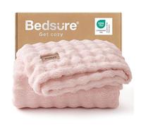 Bedsure Cosy Bubble Fleece Blanket - Soft Plush Throw Blanket for Adults, Lightweight & Warm, Pink, 150x200 cm for Sofa Throw, Bed, Gift Idea