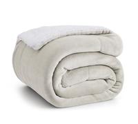BEDSURE Cuddly Fluffy Beige Sofa Throw Blanket - Warm Sherpa Fleece, 130 x 150 cm