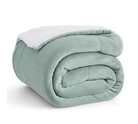 BEDSURE Cuddly Fluffy Green Sofa Throw Blanket - Soft Fleece and Warm Sherpa - 130 x 150 cm