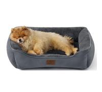 Bedsure Dog Bed Medium Washable - Rectangle Small Dog Bed with Anti-Slip Bottom, Anti-Anxiety Pet Basket for Puppy and Large Cat, 63.5x53 cm, Dark Grey