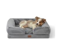 Bedsure Dog Bed Sofa Medium - Washable Orthopedic Dog Sofa & Couch with Removable Flannel Zipper Cover,Grey, 71x58x18cm M Grey