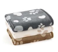 Bedsure Dog Blanket, 3 Pack Fleece Puppy Blankets, Soft Fluffy Washable Cat Blankets Portable for Indoor, Outdoor, Sofa, Bed, Furniture, Light Brown/Grey/Cream Small (51x76 cm)