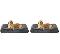 Bedsure Dog Crate Bed Extra Large - XL Fluffy Crate Mattress Washable with Anti Slip Bottom, Dog Anxiety Pillow Cushion for XLarge Pets, Dark Grey, 104x69cm (Pack of 2)