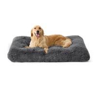 Bedsure Dog Crate Bed Large - Fluffy Dog Crate Mattress Washable with Anti Slip Bottom, Warm Pillow Cushion for Large Pets, Dark Grey, 89x58cm