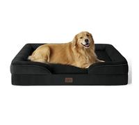 Bedsure Dog Sofa Bed Extra Large - Washable Orthopedic Dog Beds and Couch with Removable Flannel Zipper Cover, XL Plus Waterproof Human Dog Bed for Adults, Black Squre Pet Bed, 122x89x20cm