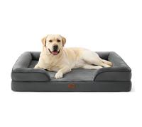 Bedsure Dog Sofa Bed Extra Large - Washable Orthopedic Dog Beds and Couch with Removable Flannel Zipper Cover, XL Pro Waterproof Human Dog Bed for Adults, Dark Grey Squre Pet Bed, 114x81x17.5cm