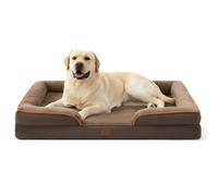 Bedsure Dog Sofa Bed Extra Large - Washable Orthopedic Dog Beds and Couch with Removable Flannel Zipper Cover, XL Pro Waterproof Human Dog Bed for Adults, Brown Squre Pet Bed, 114x81x17.5cm