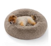 Bedsure Donut Dog Bed Medium - 60x60x20cm Washable Round Puppy Bed for Small Dogs, Fluffy Calming Anti Anxiety Large Cat Bed for Indoor Cats, Camel