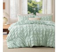 Bedsure Double Duvet Cover Set - Seersucker Bedding, Sage Green, 200x200 cm | Soft Breathable Puckering Textured Bedding Set with Zipper Closure and 2 Pillowcases for All Seasons