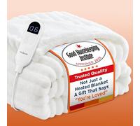 Bedsure Electric Blanket Heated Throw - Chunky Ribbed, 130x160cm, Cream | Chunky ribbed flannel with 6 heat settings and 10-hour timer with overheat protection