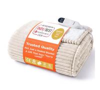Bedsure Electric Blanket Heated Throw - Ribbed Flannel 130x160cm, Cream | Ribbed flannel with 6 heat settings and 10-hour timer with fast heating and overheat protection