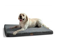 Bedsure Extra Large Dog Bed Washable - Orthopedic Dog Bed and Mattress Mat for Dog Crate with Removable Plush Sherpa Cover, Grey, 112x81x7.6cm