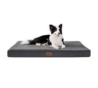 Bedsure Extra Large Dog Bed Washable - Orthopedic Dog Bed and Mattress Mat for Dog Crate with Removable Plush Sherpa Cover, Grey, 112x81x7.6cm