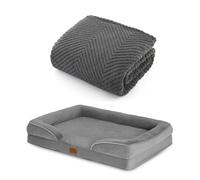 Bedsure Extra Large Dog Blanket and Dog Bed Bundle, 203x152cm Washable Fluffy Fleece Blanket & 122x89x20cm Orthopedic Waterproof Sofa Bed w/Removable Zipper Cover, XL Calming Set for Adults Large Dog