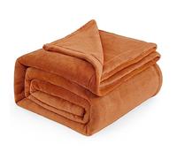 Bedsure Fleece Blanket King Size - Soft Cosy Fluffy Throw Blankets for Bed, Warm Large Throws for Audlts, Burnt Orange, 270x230 cm
