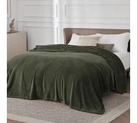 Bedsure Fleece Blanket King Size - Soft Cosy Fluffy Throw Blankets for Bed, Warm Large Throws for Audlts, Olive Green, 270x230 cm