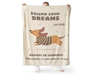 Bedsure Fleece Dog Throw Blanket - Dog Blanket Gifts For Dog Lovers, Soft Cozy Throws for Bed Single Size, Khaki, 130x150cm