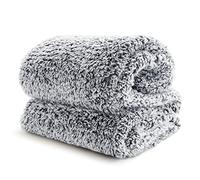 Bedsure Fleece Sherpa Throw Blanket - Fluffy Soft Cosy Fuzzy Furry Warm Blanket for Bed Double, Grey, 150x200cm