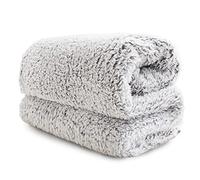 Bedsure Fleece Sherpa Throw Blanket - Super Soft, Cozy & Warm Fluffy Blanket for Sofa and Bed, Double, Light Grey, 150x200cm