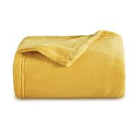 Bedsure Fleece Throw Blanket for Bed - Flannel Fleece, Yellow, 150x200 cm | Soft Cosy and Fluffy, Lightweight Warmth for All Seasons, Home Decor, Travel, Camping, Gifts for Women and Men