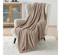 Bedsure Fleece Throw Blanket for Bed - Soft Cosy Fluffy Blankets for Sofa, Warm Double Throws for Audlts, Oxford Tan, 150x200 cm
