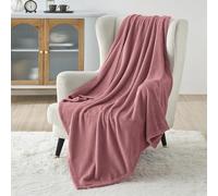 Bedsure Fleece Throw Blanket for Sofa - Flannel, Dusty Rose, 130x150 cm | Soft Cosy and Fluffy, Lightweight Warmth for All Seasons, Home Decor, Travel, Camping, Gifts for Women and Men