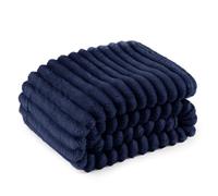 Bedsure Fleece Throw Blanket for Sofa - Fluffy Cosy Warm Blankets for Bed, Soft Cute Single Throw Gifts for Women and Girls, Navy, 130x170 cm