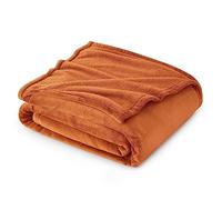 Bedsure Fleece Throw Blanket for Sofa - Soft Cosy Fluffy Blankets for Bed, Warm Single Throws for Audlts, Burnt Orange, 130x150 cm