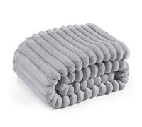 Bedsure Fluffy Fleece Throw Blanket for Sofa - Soft Cosy Warm Blankets for Bed, Soft Cute Single Throw Gifts for Women and Girls, Light Grey, 130x170 cm