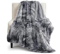 Bedsure Fluffy Sherpa Fleece Blanket - Soft Plush Double Faux Fur Blanket for Couch, Bed, Sofa, Cozy and Warm Furry Shaggy Decorative Throw Gifts for Adults, Tie Dye Grey, 150x200 cm