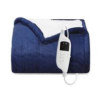 Bedsure Heated Throw Blanket - Soft Flannel Electric Blanket with 10 Time Settings, 6 Heat Settings, and 8-Hour Auto Shut Off (130x160cm, Navy Blue)